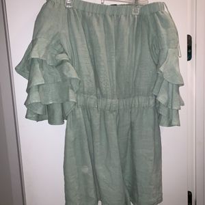 Zara green off the shoulder romper